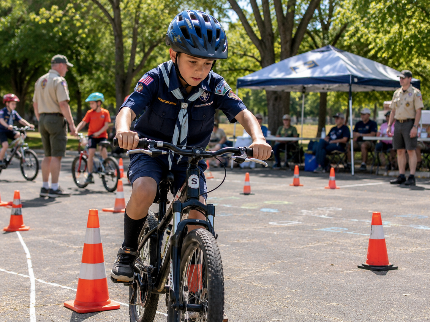 Scout riding bike at Bike Rodeo