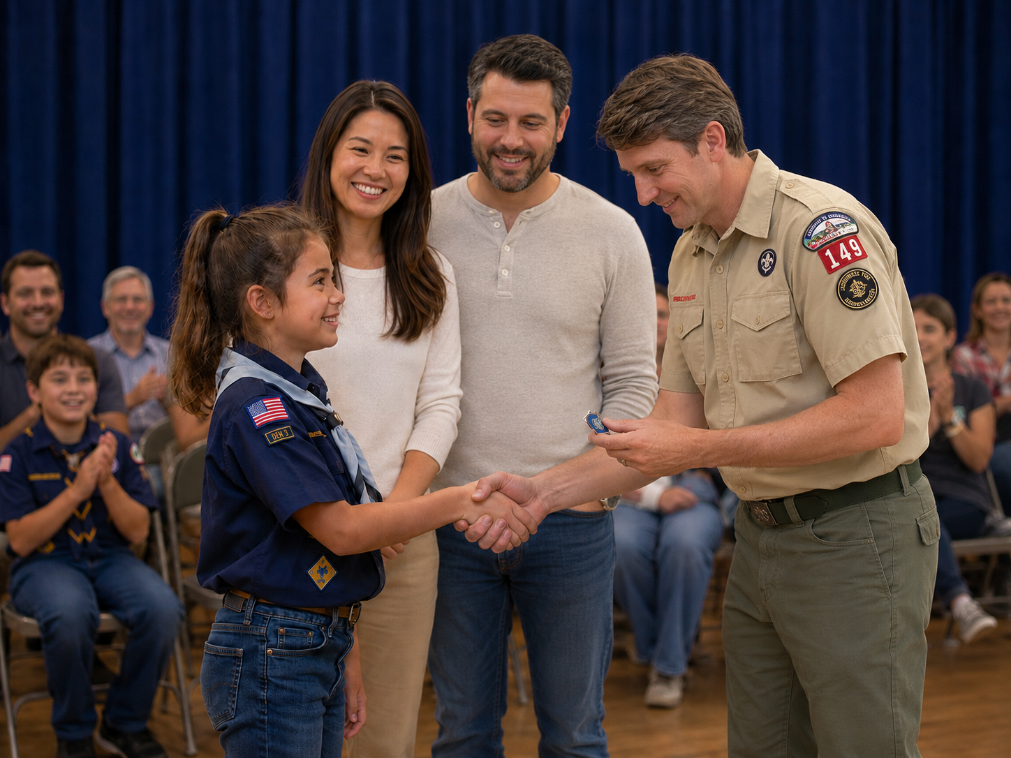 Scout receiving award at Blue and Gold