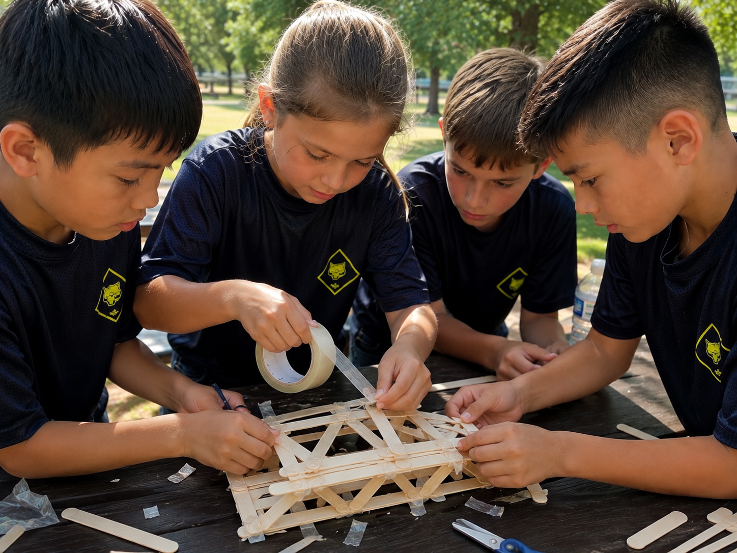 Scouts working on Cubmaster Challenge