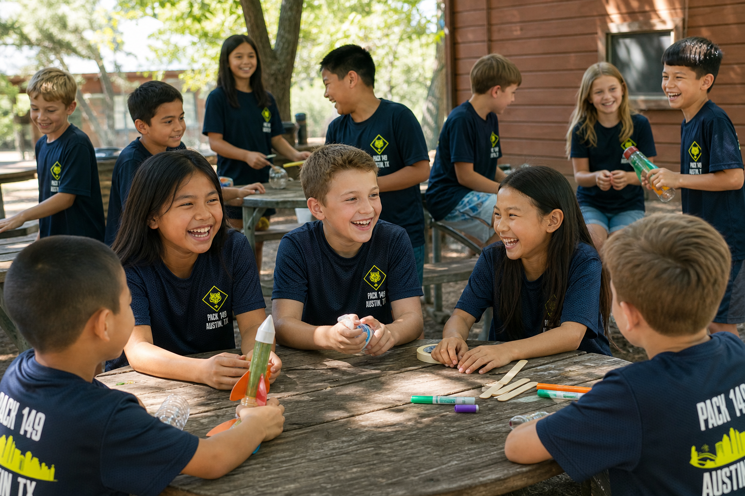 Scouts working on an adventure activity