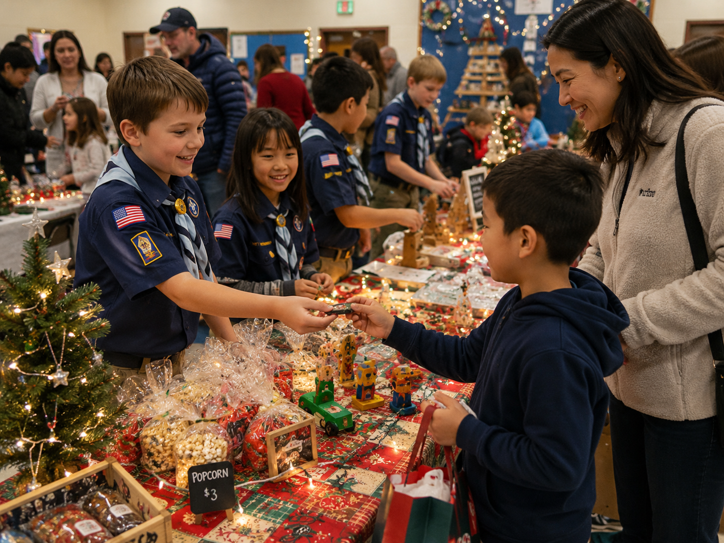 Scouts selling at the Holiday Bazaar