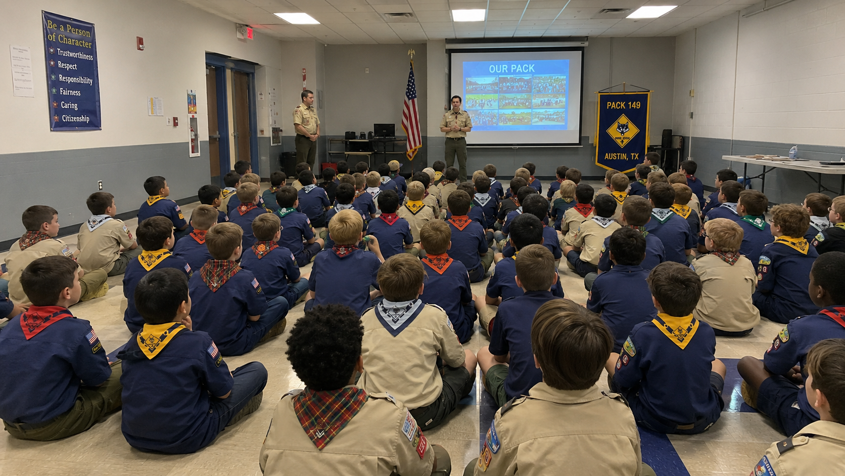 Pack 149 pack meeting at Spicewood Elementary
